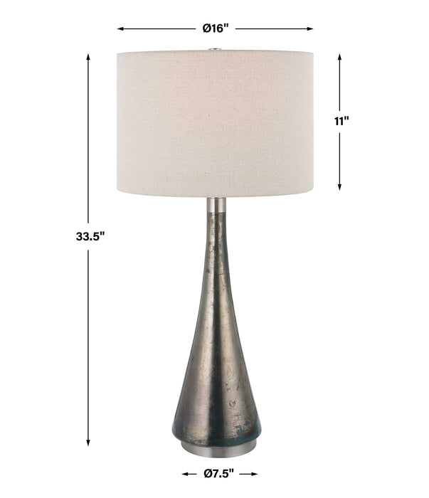 Contour One Light Table Lamp Brushed Nickel-Lamps-Uttermost-Lighting Design Store