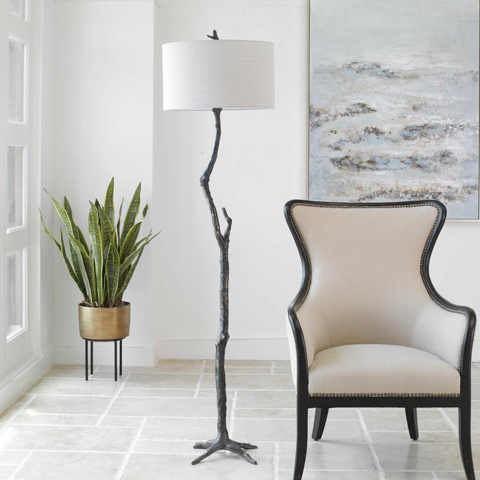 Spruce One Light Floor Lamp Distressed Rustic Black-Lamps-Uttermost-Lighting Design Store