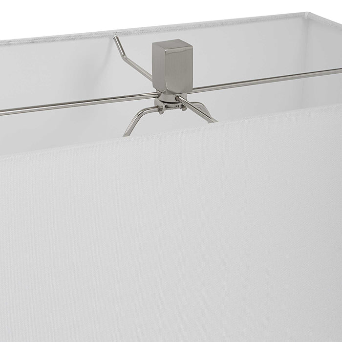 Pillar One Light Table Lamp Brushed Nickel-Lamps-Uttermost-Lighting Design Store