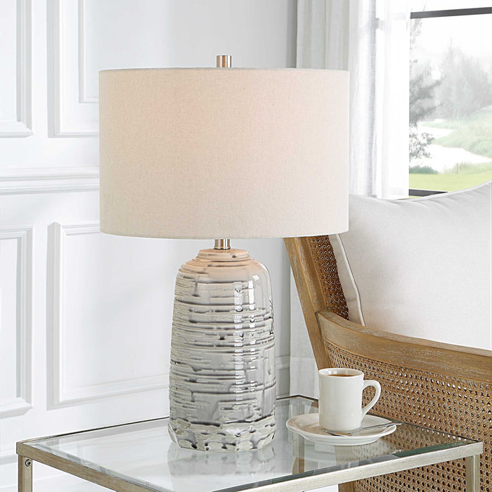Cyclone One Light Table Lamp Brushed Nickel-Lamps-Uttermost-Lighting Design Store