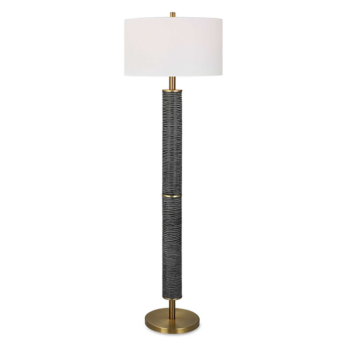 Summit One Light Floor Lamp Antique Brass-Lamps-Uttermost-Lighting Design Store