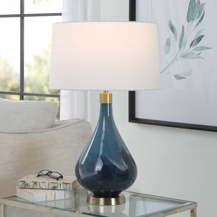 Riviera One Light Table Lamp Antique Brass-Lamps-Uttermost-Lighting Design Store
