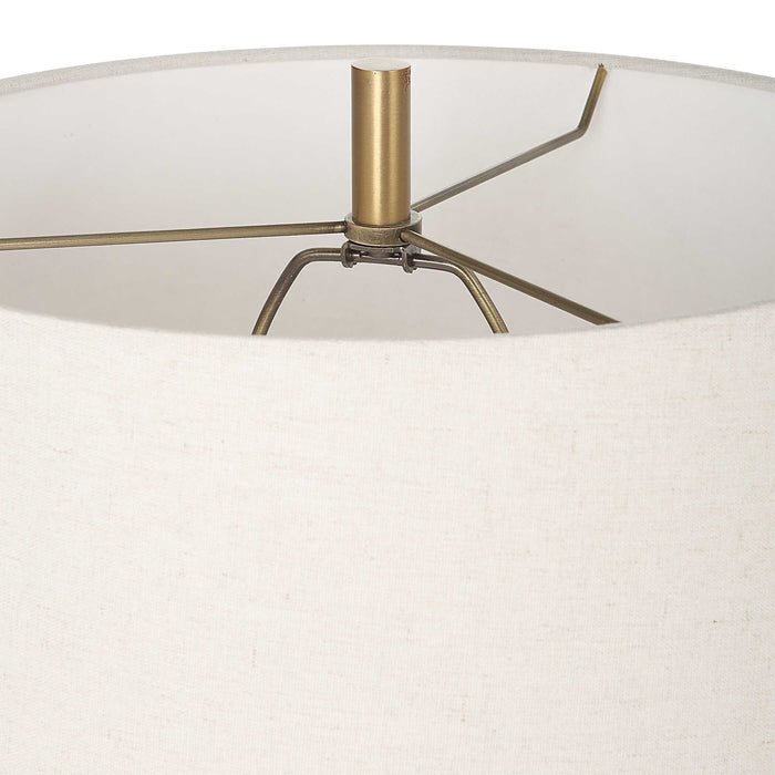 Marille One Light Table Lamp Brushed Brass-Lamps-Uttermost-Lighting Design Store