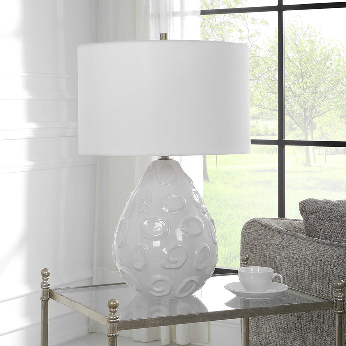 Loop One Light Table Lamp Brushed Nickel-Lamps-Uttermost-Lighting Design Store