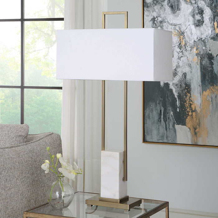 Column One Light Table Lamp Plated Brass-Lamps-Uttermost-Lighting Design Store