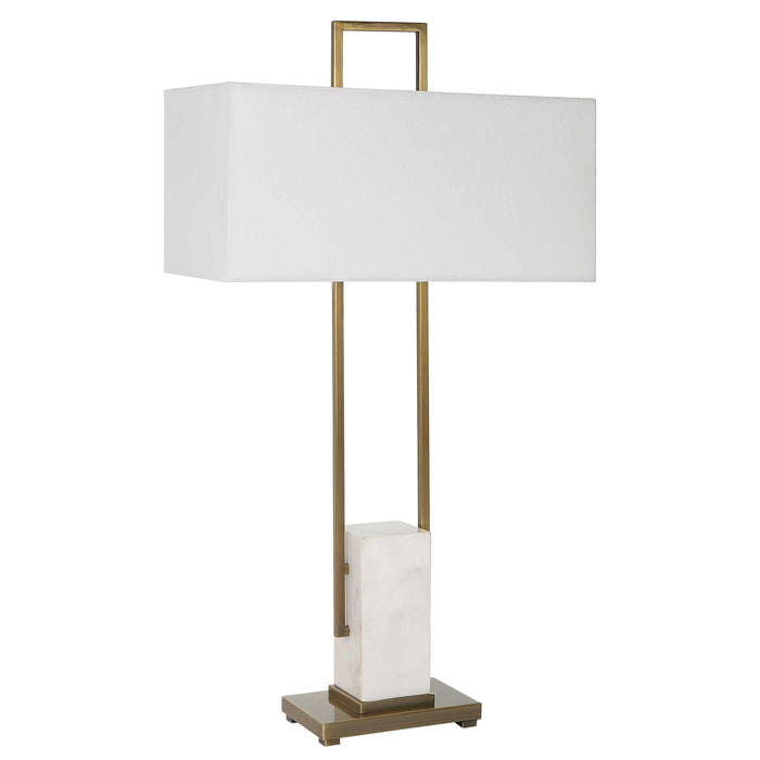 Column One Light Table Lamp Plated Brass-Lamps-Uttermost-Lighting Design Store