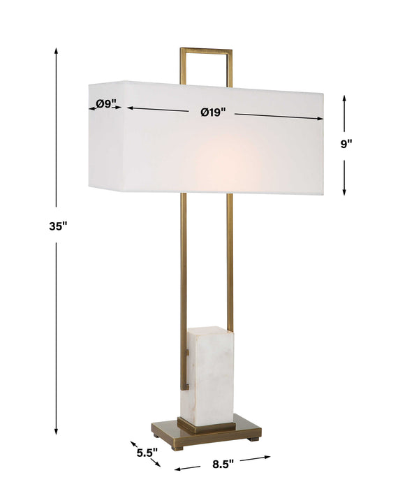 Column One Light Table Lamp Plated Brass-Lamps-Uttermost-Lighting Design Store