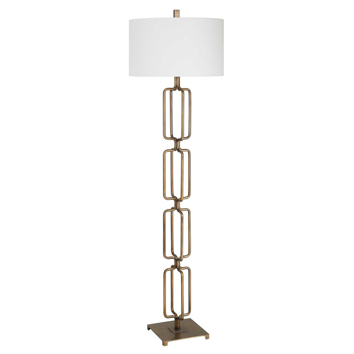 Link One Light Floor Lamp Antique Brushed Gold-Lamps-Uttermost-Lighting Design Store