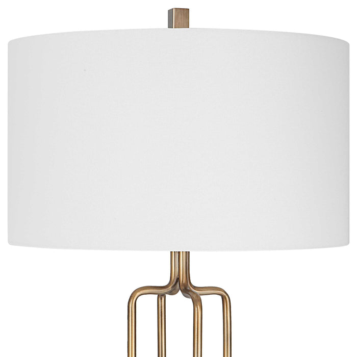 Link One Light Floor Lamp Antique Brushed Gold-Lamps-Uttermost-Lighting Design Store