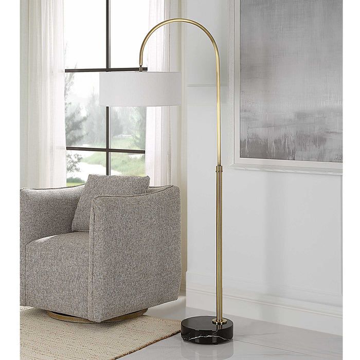 Huxford One Light Floor Lamp Antique Brushed Brass-Lamps-Uttermost-Lighting Design Store