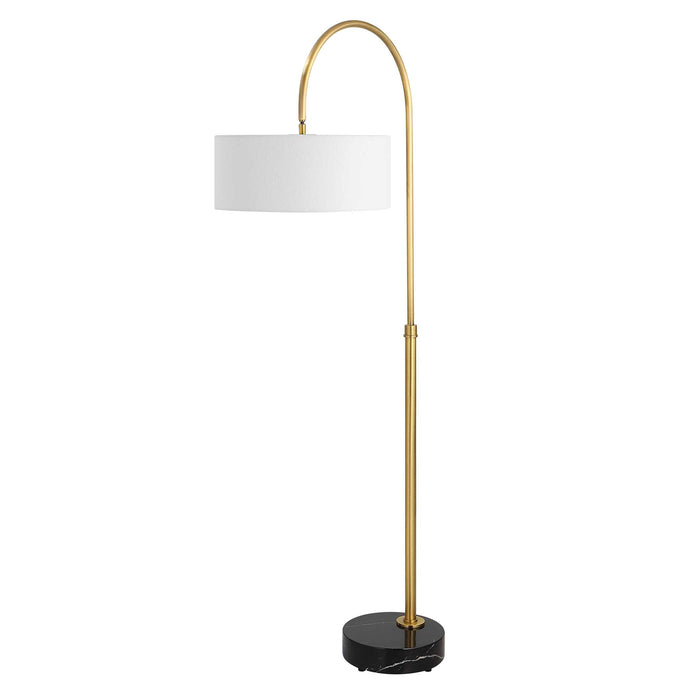 Huxford One Light Floor Lamp Antique Brushed Brass-Lamps-Uttermost-Lighting Design Store