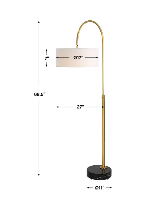 Huxford One Light Floor Lamp Antique Brushed Brass-Lamps-Uttermost-Lighting Design Store