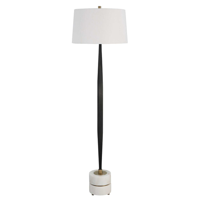 Miraz One Light Floor Lamp Brushed Brass-Lamps-Uttermost-Lighting Design Store