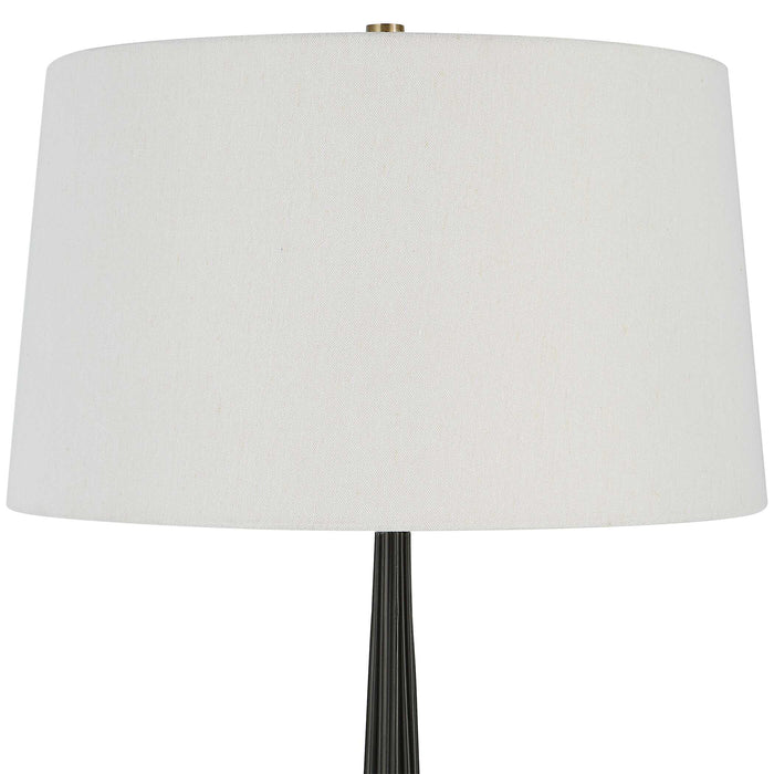 Miraz One Light Floor Lamp Brushed Brass-Lamps-Uttermost-Lighting Design Store