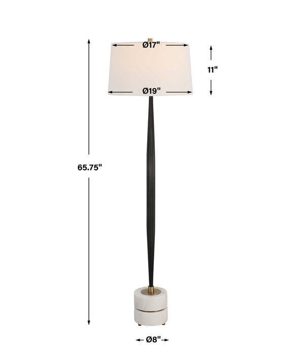Miraz One Light Floor Lamp Brushed Brass-Lamps-Uttermost-Lighting Design Store