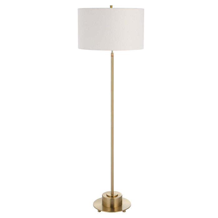 Prominence One Light Floor Lamp Brushed Antique Brass-Lamps-Uttermost-Lighting Design Store