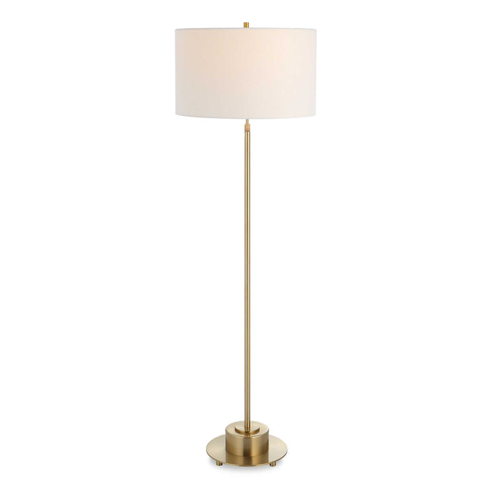 Prominence One Light Floor Lamp Brushed Antique Brass-Lamps-Uttermost-Lighting Design Store