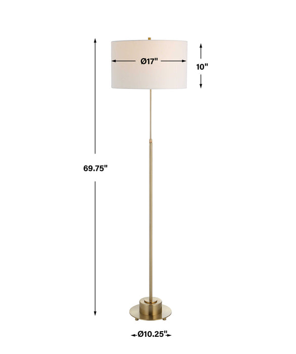 Prominence One Light Floor Lamp Brushed Antique Brass-Lamps-Uttermost-Lighting Design Store