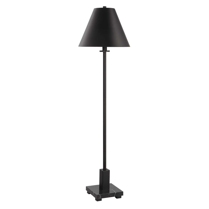 Pilot One Light Buffet Lamp Satin Black-Lamps-Uttermost-Lighting Design Store