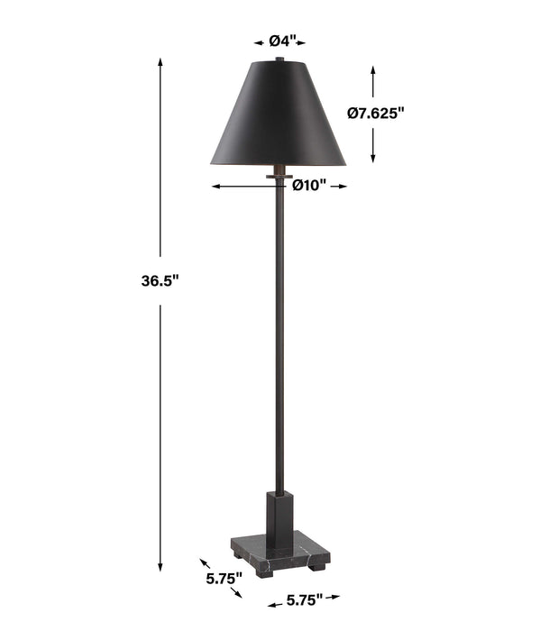 Pilot One Light Buffet Lamp Satin Black-Lamps-Uttermost-Lighting Design Store