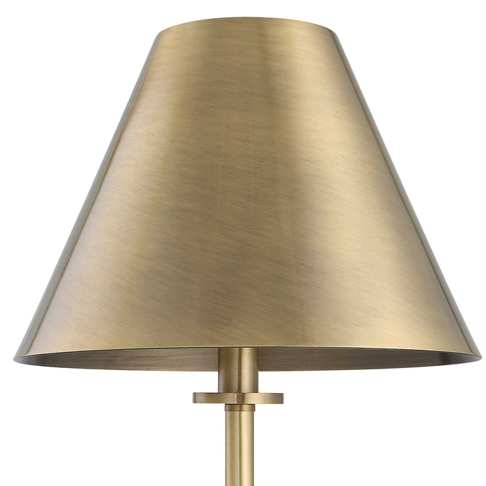 Pilot One Light Buffet Lamp Plated Brushed Brass-Lamps-Uttermost-Lighting Design Store