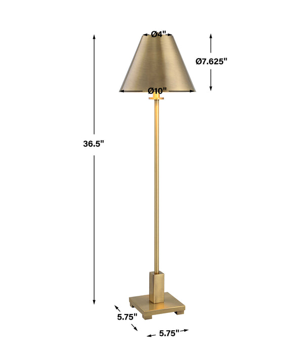 Pilot One Light Buffet Lamp Plated Brushed Brass-Lamps-Uttermost-Lighting Design Store