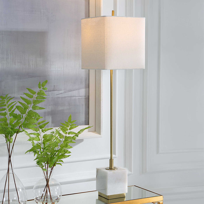 Escort One Light Buffet Lamp Plated Brushed Brass-Lamps-Uttermost-Lighting Design Store