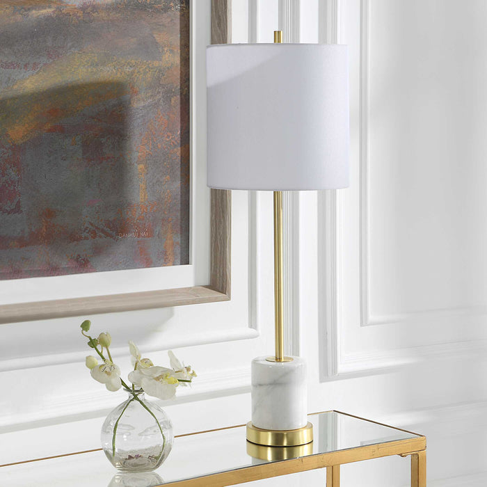 Turret One Light Buffet Lamp Brushed Gold-Lamps-Uttermost-Lighting Design Store