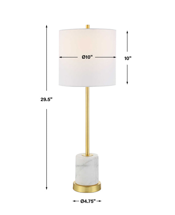 Turret One Light Buffet Lamp Brushed Gold-Lamps-Uttermost-Lighting Design Store