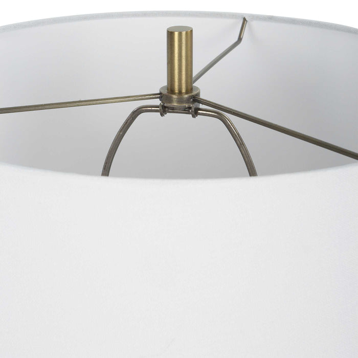 Kavos One Light Table Lamp Brushed Brass-Lamps-Uttermost-Lighting Design Store