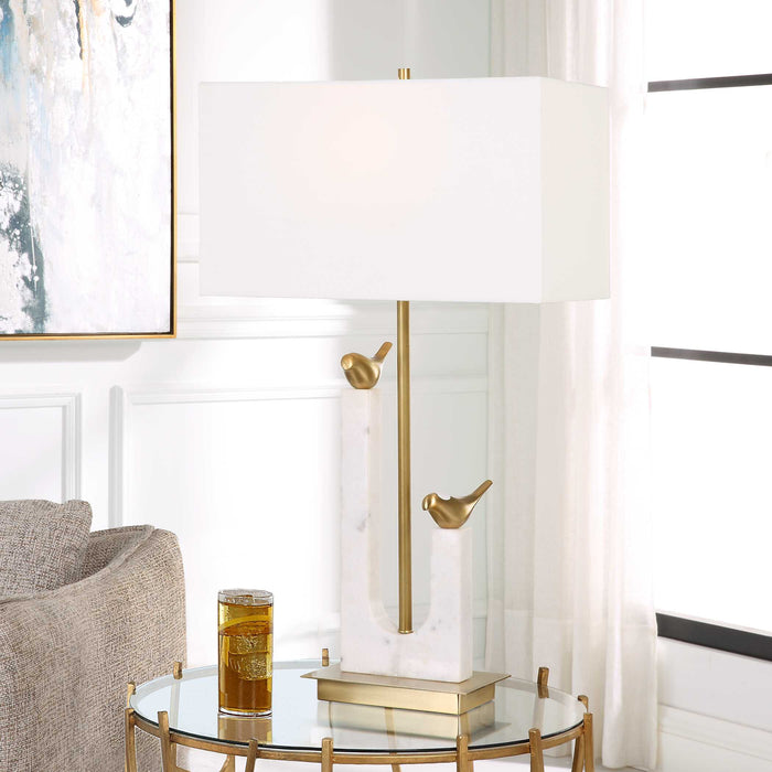 Songbirds One Light Table Lamp Brushed Brass-Lamps-Uttermost-Lighting Design Store