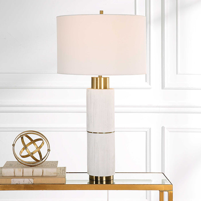 Ruse One Light Table Lamp Brushed Brass-Lamps-Uttermost-Lighting Design Store