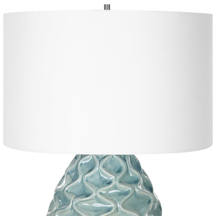 Laced Up One Light Table Lamp Sea Foam Gloss Glaze-Lamps-Uttermost-Lighting Design Store