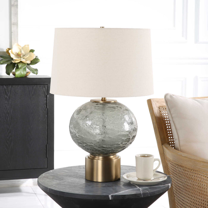Lunia One Light Table Lamp Antique Brushed Brass-Lamps-Uttermost-Lighting Design Store