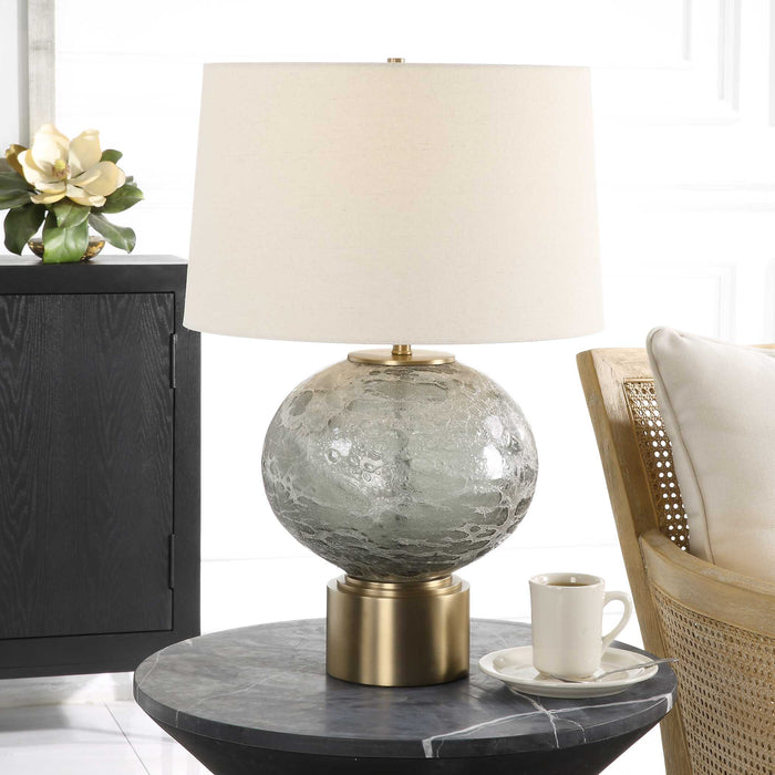 Lunia One Light Table Lamp Antique Brushed Brass-Lamps-Uttermost-Lighting Design Store