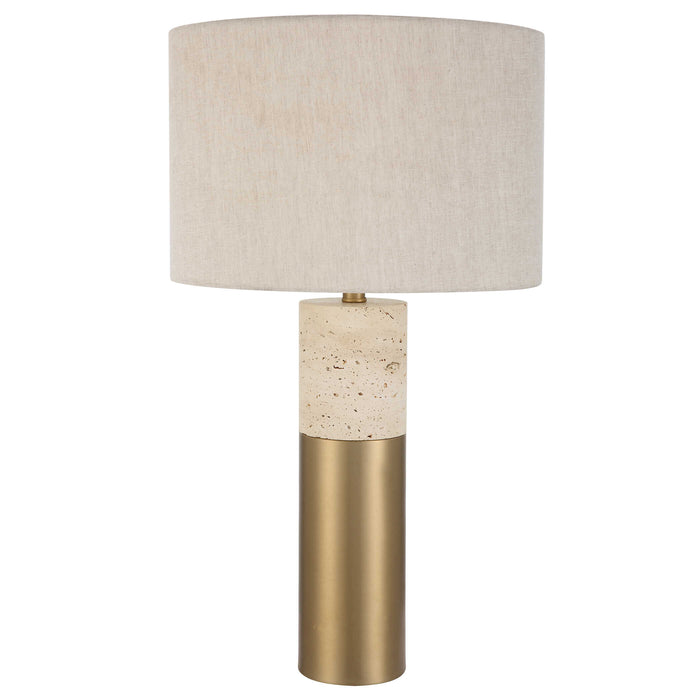 Gravitas One Light Table Lamp Brushed Brass-Lamps-Uttermost-Lighting Design Store