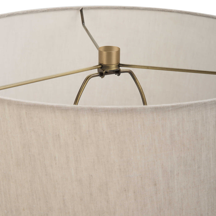Gravitas One Light Table Lamp Brushed Brass-Lamps-Uttermost-Lighting Design Store