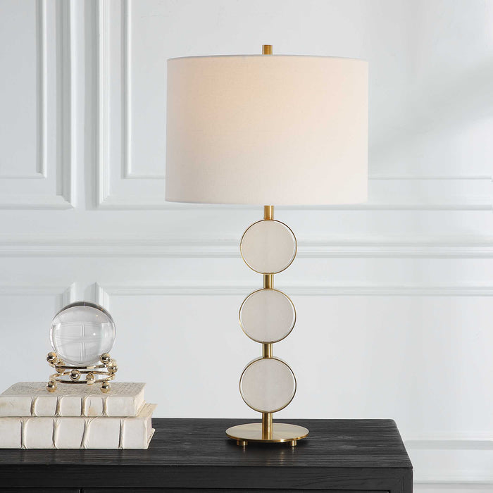Three Rings One Light Table Lamp Brushed Brass-Lamps-Uttermost-Lighting Design Store