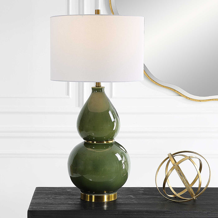 Gourd One Light Table Lamp Antiqued Brass-Lamps-Uttermost-Lighting Design Store