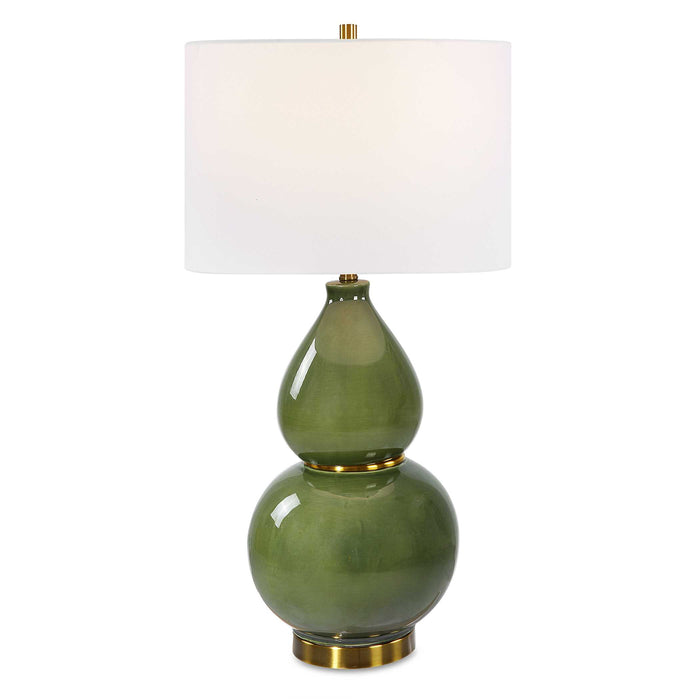 Gourd One Light Table Lamp Antiqued Brass-Lamps-Uttermost-Lighting Design Store