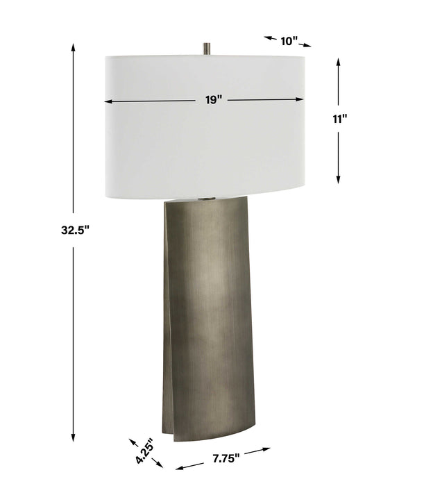 V-Groove One Light Table Lamp Dark Steel Gray-Lamps-Uttermost-Lighting Design Store