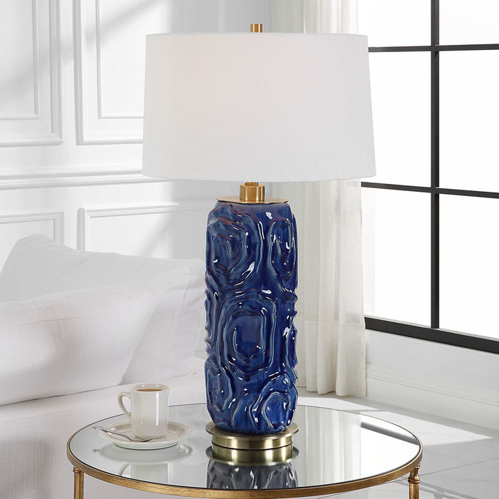 Zade One Light Table Lamp Antiqued Brass-Lamps-Uttermost-Lighting Design Store