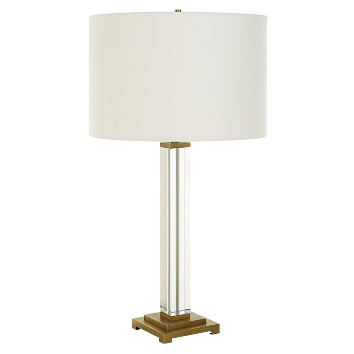 Crystal Column One Light Table Lamp Antique Brass-Lamps-Uttermost-Lighting Design Store