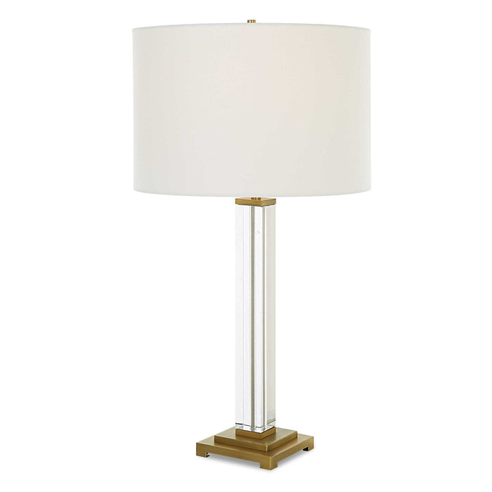 Crystal Column One Light Table Lamp Antique Brass-Lamps-Uttermost-Lighting Design Store