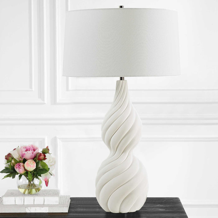 Twisted Swirl One Light Table Lamp Polished Nickel-Lamps-Uttermost-Lighting Design Store