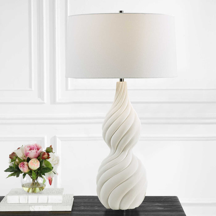 Twisted Swirl One Light Table Lamp Polished Nickel-Lamps-Uttermost-Lighting Design Store