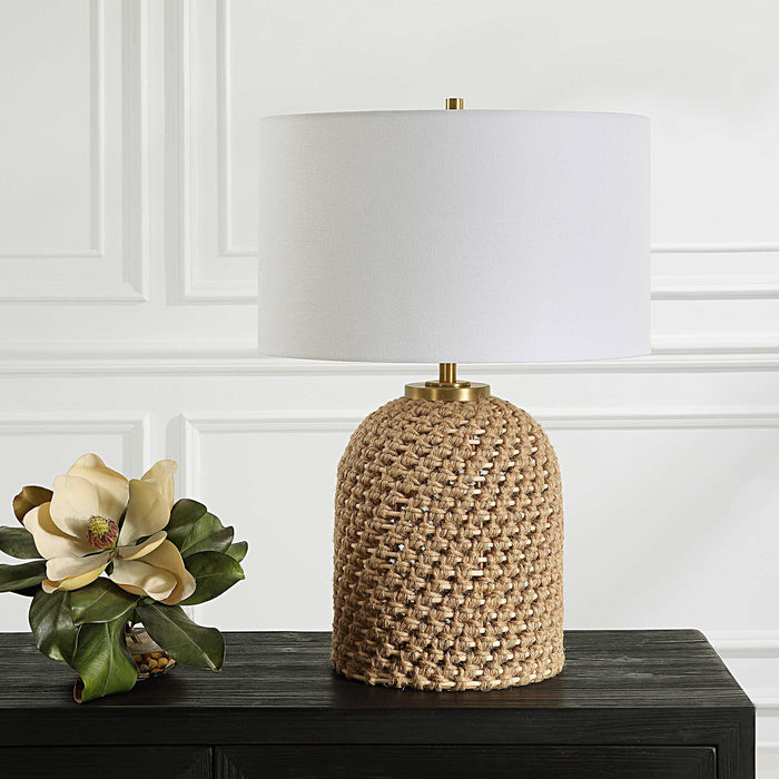 Kendari One Light Table Lamp Antiqued Brass-Lamps-Uttermost-Lighting Design Store