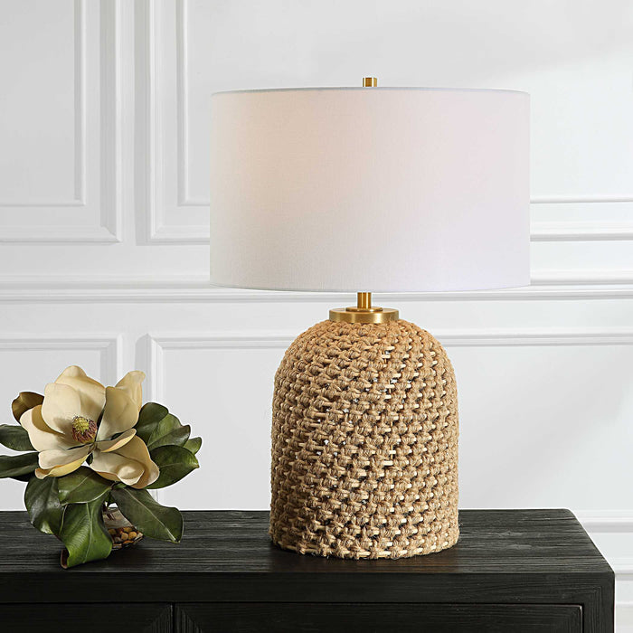 Kendari One Light Table Lamp Antiqued Brass-Lamps-Uttermost-Lighting Design Store