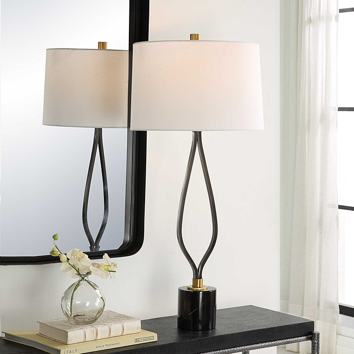 Separate One Light Table Lamp Antique Brass-Lamps-Uttermost-Lighting Design Store