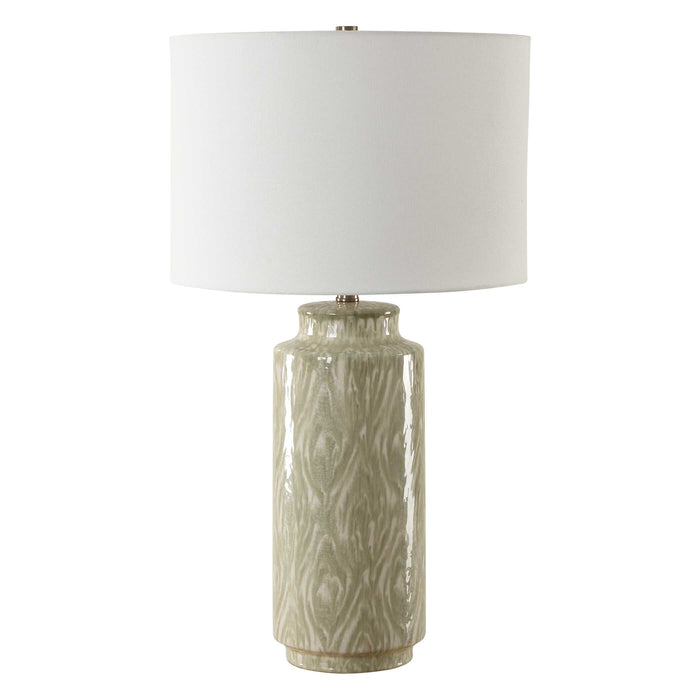 Laurel One Light Table Lamp Organic Pattern In Soothing Cream And Sage-Lamps-Uttermost-Lighting Design Store
